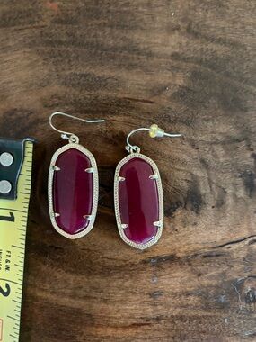 Kendra Scott Gold-Trim Maroon/burgundy Elle Oval Drop Earrings